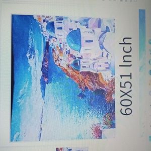 Mediterranean Sea Hellenic oil painting tapestry 60 x 51 inch